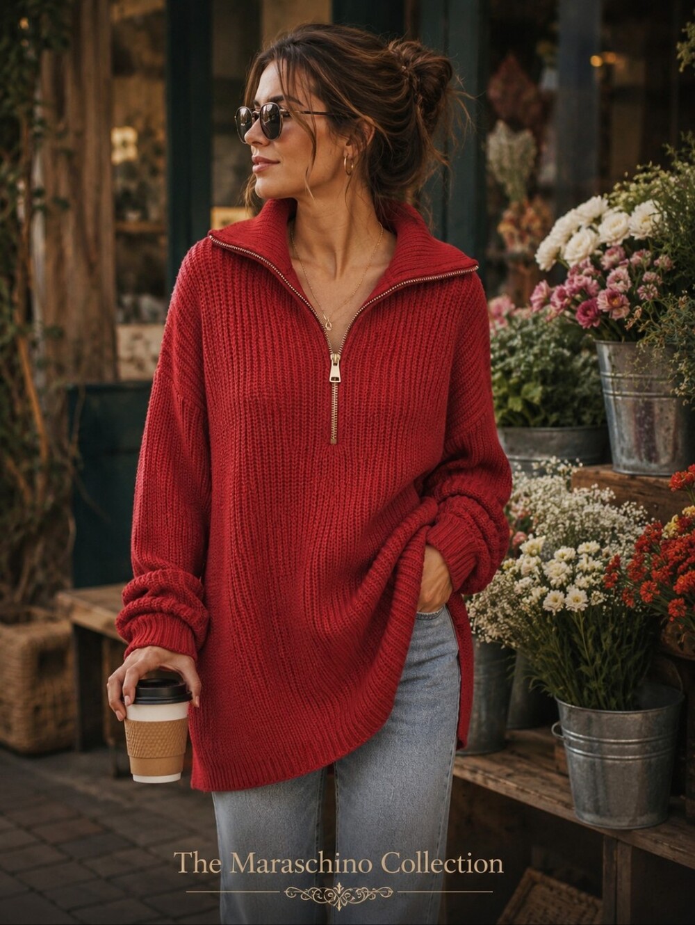 Torrid Red Quarter Zip Ribbed Sweater Preppy | Plus Size 1